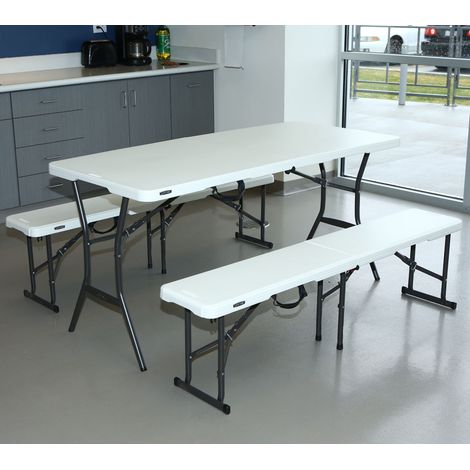 Lifetime Kunststoff Bierzeltgarnitur 3-teilig Weiß 182x76x74 cm (1/5)