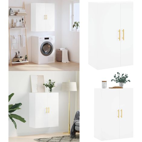 Wandschrank Weiß 69,5x34x90 cm - Holzschrank - Wandmontage (1/5)