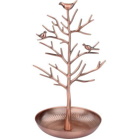 Support Bijoux - Arbre à Bijoux en Métal avec Oiseaux - Support pour Colliers Bracelets Boucles d'Oreilles Anneaux - Base Incluse - 1 Pièce