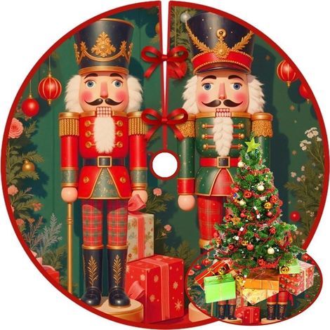 Jupe de sapin de Noël de 90 cm de diamètre, tabliers de fond pour sapin de Noël, décoration de sapin de Noël, décoration d'intérieur (Style 25) (1/5)