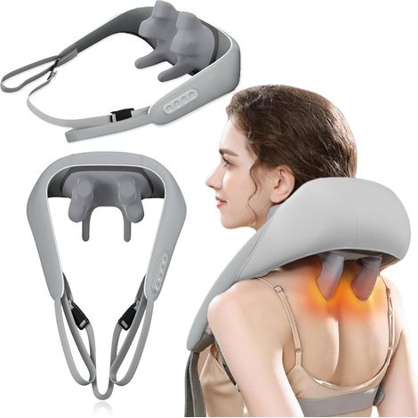 Masajeador cervical, masajeador portátil 5D para cuello, alfombra, hombros y beneficios con calentamiento (1/5)