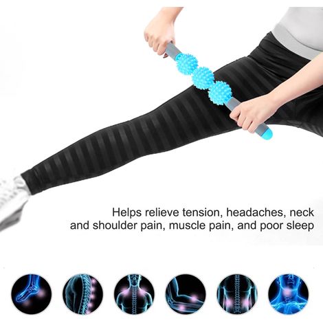 Rouleau de Massage Musculaire pour Dos, Jambes et Épaules - Balle Picotée Anti-Cellulite Bleue