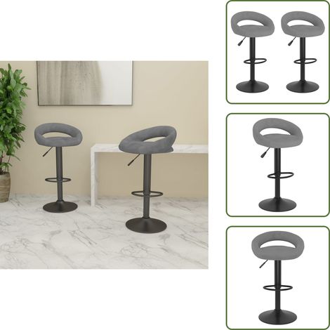 Taburetes de bar con reposapiés - vidaXL Taburetes de cocina 2 unidades terciopelo gris claro - Taburetes de bar ajustables