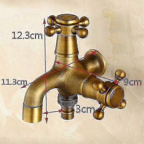 Antike, europäische Doppelfunktionsarmatur für Schwimmbad, Badezimmer und Garten Vintage-Wandarmatur aus Messing (1/5)