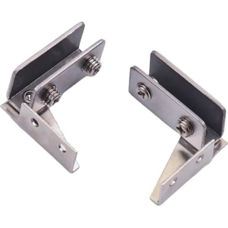Charnières pour portes vitrées, adaptées aux armoires, vitrines, penderies - charnières en acier inoxydable - adaptées au verre de 5 à 8 mm d'épaisseur (argent). (1/5)