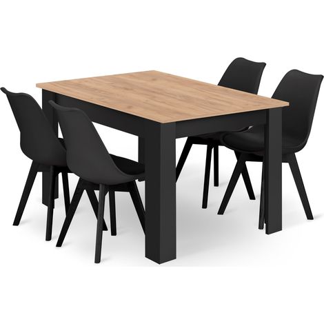 Ensemble repas - leobert - mark - noir - 120 x 80 cm - 5 pieces 211770155