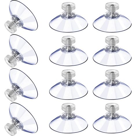 12 Large Suction Cups, Plastic Suction Cup, Transparent Anti-Collision Suction Cup, Rubber Screw Nut, Metal Suction Cup, Strong Transparent PVC Replacement with Screw Nut (40M5-10)