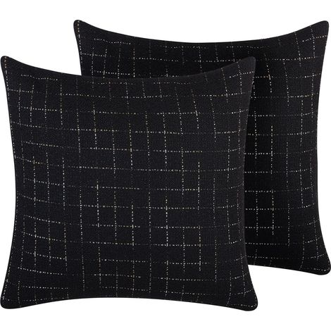 Dekokissen 2er Set BELLFLOWER 45 x 45 cm Schwarz Geometrisches Muster