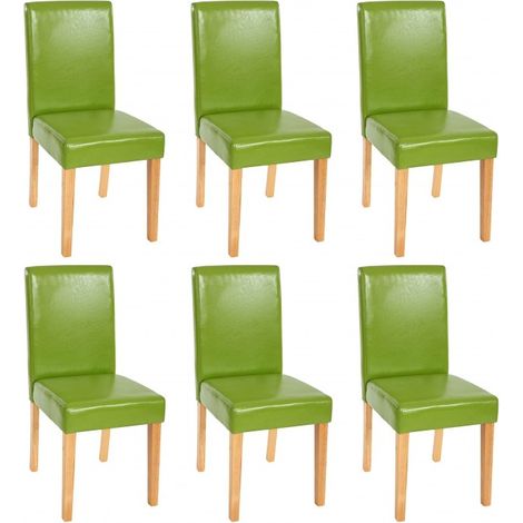 Juego de 6 sillas de comedor sintéticas verdes con patas claras CDS04231 (1/5)