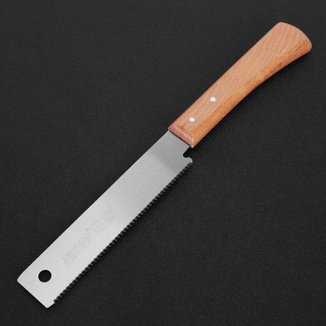 Scie à main de petite taille (12 pouces) avec manche en bois et dents fines pour une coupe plane de précision. (1/5)