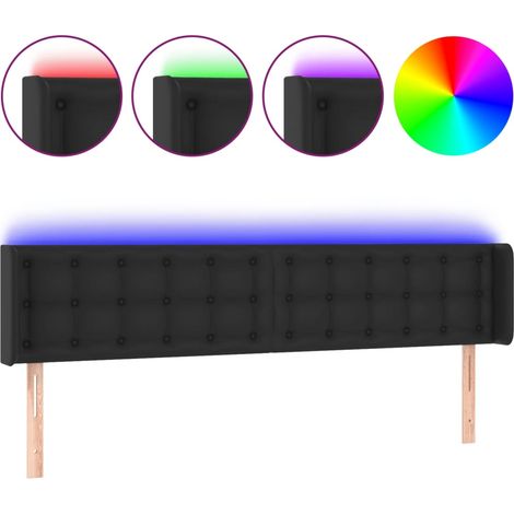 Maison Exclusive - LED Kopfteil Schwarz 183x16x78/88 cm Kunstlede