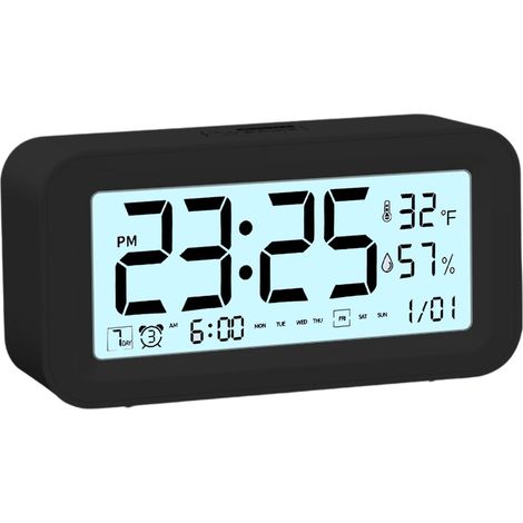 Réveil Numérique avec Température et Humidité Horloge de Table avec 3 Alarmes Capteur de Lumière Réveil Progressif Silencieux (1/5)