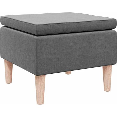 vidaXL Poggiapiedi con Gambe in Legno Grigio Scuro in Tessuto