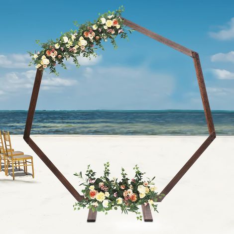 Grand support en bois heptagonal, Vintage vintage wine Arch background stand mariage, Arc de ballon de 2,24 m pour la fête d'anniversaire Baby Party graduation