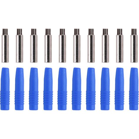 10 connettori a banana da 2 mm a 2 mm con pin metallico, in PA e rame, per apparecchiature di test, semplici e pratici, alta precisione (BLU) (1/4)