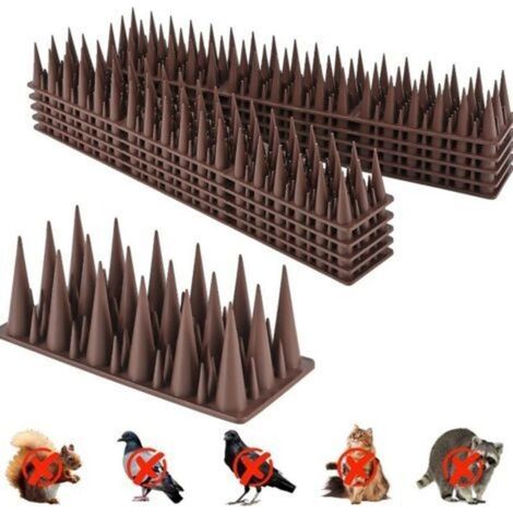 Lote de 20 repelentes de pájaros de plástico marrón para balcón, alféizar de ventana, tejado y valla – Antipalomas para el hogar y el jardín (1/4)
