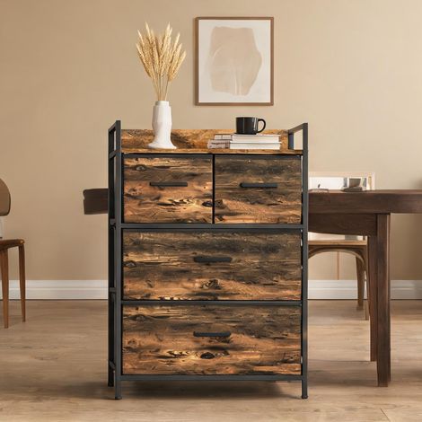 Buffet coloris rustic marron en polyester 60 x 29 x 85 cm (1/5)