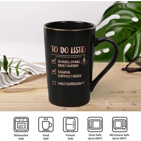 Tasse à café avec inscription To Do Liste - Cadeau pour examen réussi To Do Liste-Ausbildung Noir, 400 Ml MUG (1/5)