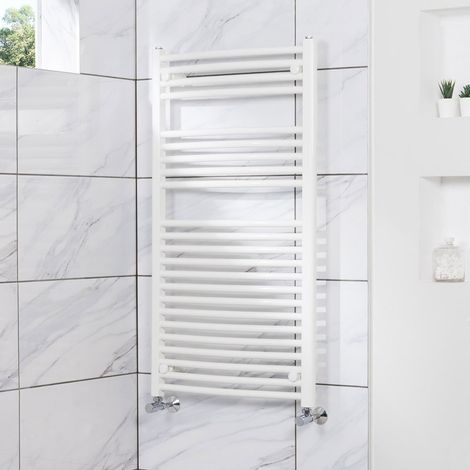 Curved Heated Towel Rail Radiator Bathroom Central Heating Ladder Warmer Rad 1100x600mm White (1/5)