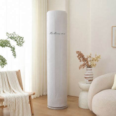 Housse de climatiseur colonne en pur coton brodé gris hauteur 180 cm avec fermeture éclair gris 500 g – Livraison gratuite