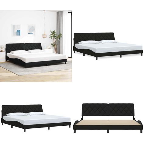 Bettgestell ohne Matratze Schwarz 200x200 cm Stoff - Matratze - Schlafzimmer (1/5)