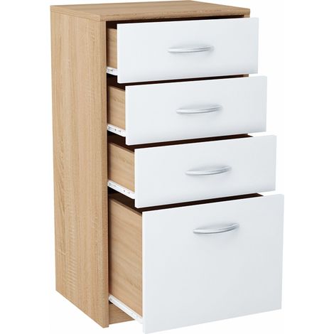 Cassettiera 45cm 4S BIANCO-SONOMA 4 cassetti (1/4)