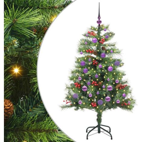 Sapin de Noël artificiel vert, 150 cm, en PVC et métal. (1/5)