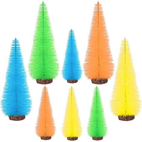8 Pièces Mini Sapin de Noël, Arbre Artificiel Miniature Fluorescent avec Base en Bois, 10cm/15cm, Mini Décoration Sapin de Noel, pour Décoration Noël, Chambre, DIY, Table, Vitrines, Cadeau (1/5)