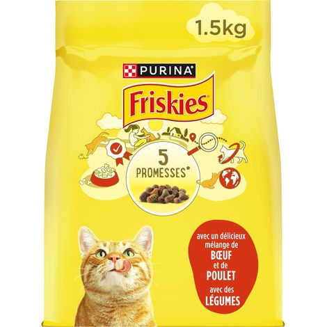 FRISKIES Manzo, Pollo e Verdure - 1,5 KG - Crocchette per gatti adulti (1/4)