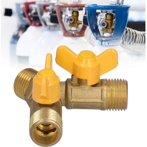Robinet à boisseau sphérique 3 voies pour gaz combustible G1/2 Filetage mâle Raccord d'interrupteur de gaz naturel pour dispositif de gaz combustible-- (1/5)