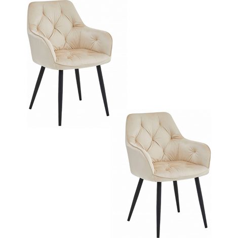 Set di 2 sedie con braccioli Jork in velluto beige (1/5)