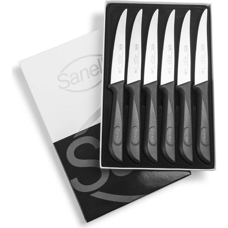Sanelli 2982300 Skin Coltelli da Bistecca Set 6 pz lama 12 cm seghettata Made in Italy (1/5)