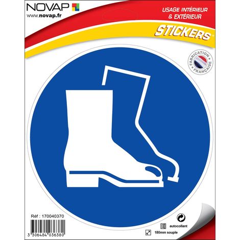 Panneau Chaussures de sécurité obligatoires - Vinyle adhésif Ø180mm - 4036380
