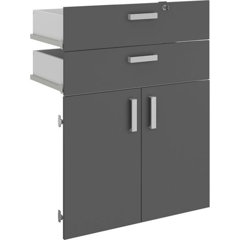 Étagère de bureau moderne avec 2 tiroirs, gris Venture, 78 x 100 x 37 cm (1/5)