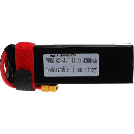 vhbw Battery compatible with XT60 Plug for Model Making Device e.g. Racing Car, Helicopter (4200mAh, 11.1 V, Li-polymer, 134 x 44.5 x 26.5 mm) (1/3)