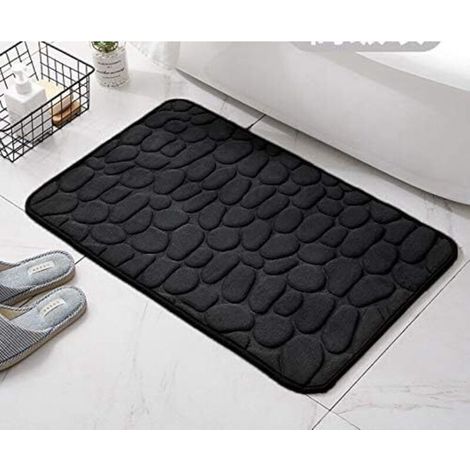 Tappetino da bagno antiscivolo in memory foam, assorbente, lavabile in lavatrice, tappetino da doccia per il bagno, 50 x 80 cm, nero (1/5)