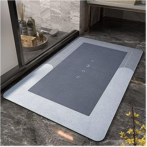 Tapis de Bain Antiderapant, Super Absorbant Floor Mat, Sèche Rapide Absorbant, Tapis de Sol Lavable en Machine, Tapis de Salle de Bain, Douche, WC, 50X80 cm Bleu (1/5)