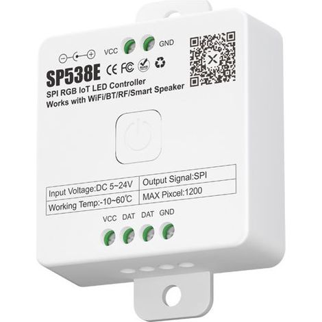 Der SP538E Dual-Mode Bluetooth/WiFi RGB SPI-Controller unterstützt die intelligenten Sprachassistenten Baidu, Xiao Ai und Google. (1/3)