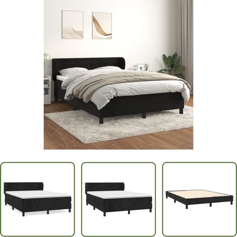 vidaXL Samt -  Boxspringbett mit Matratze Schwarz 140x190 cm Samt