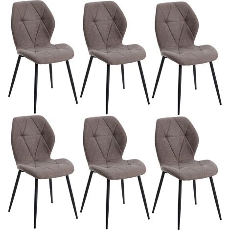 6er Set Esszimmerstühle Braun, Gepolsterte Küchenstühle mit Metallbeinen (1/5)