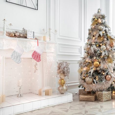 Décoration suspendue pour sapin de Noël : petite chaussette en peluche, sachets de bonbons, décoration pour les fêtes de Noël