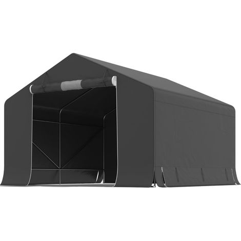 Tenda portaoggetti per biciclette 3 x 3 m con struttura in metallo, grigio scuro (1/5)