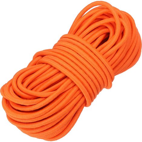 Corde élastique en polyester robuste de 0,3 cm x 9,1 m, corde élastique pour kayak, bâche, bateau, tente, camping, loisirs créatifs, orange fluo (1/5)