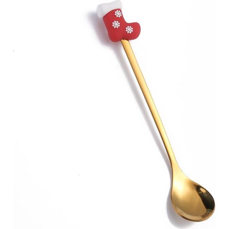 Cuillère De Noël - En Acier Inoxydable - Pour Dessert Café Thé Cocktail - Pendentif Festif Forme Botte Arbre Renne - 16,5 cm - 1 Pièce (1/5)