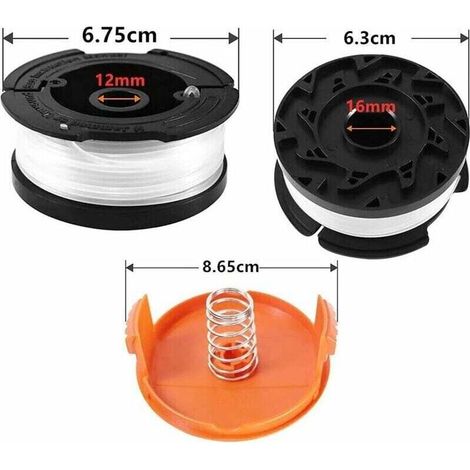 Bobine de Fil pour Coupe-Bordure – 8 Bobines Compatible avec Modèles Black & Decker AF-100, A6481, A6485 – Avec 2 Couvercles et 2 Ressorts (1/3)