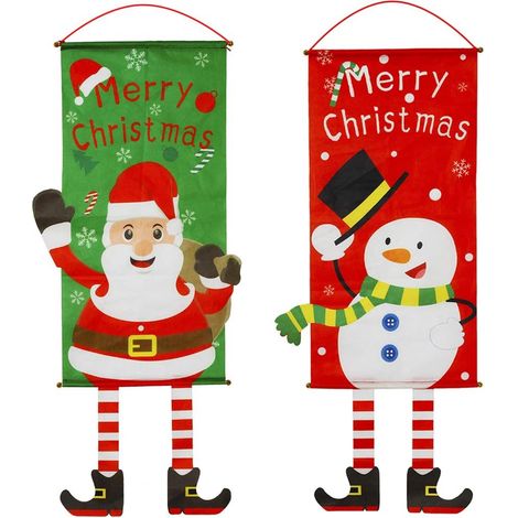 Décorations Porte Avant Noël Bannière Mignonne Bonhomme Neige Père Drapeau pour l'Intérieur 40 x 115 cm 2 Pièces 115 cm 40 x (1/5)