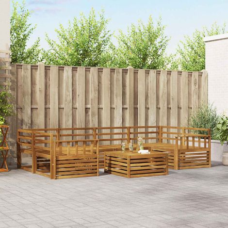 vidaXL Outdoor-Sofagarnitur 7 pcs Natur Massivholz Akazie (1/5)