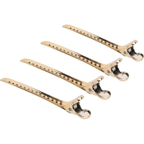Lot de 12 pinces à cheveux bec de canard - Grand angle d'ouverture, force de serrage accrue, outil de coiffure pratique et durable - Or (1/5)