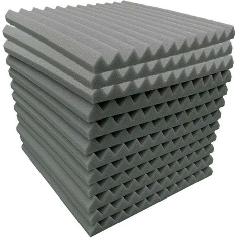 Lot de 12 carrés de Panneau Mural Acoustique cunéiforme Home Studio Traitement insonorisé Accessoires en Mousse 30x30x2.5cm, Noir (1/4)