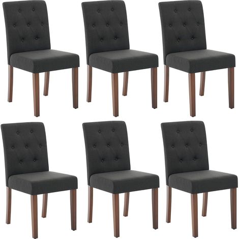 Lot de 6 Chaises de Salle à Manger Capitonnées - Style Parsons - Dossier Haut et Pieds en Bois Massif (1/5)